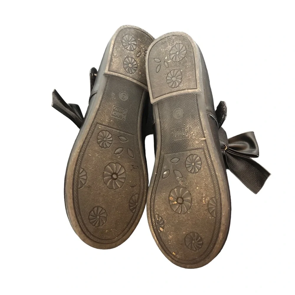 Honey Bunny Black Big Bow Ballet Flats size 3 - Picture 11 of 14